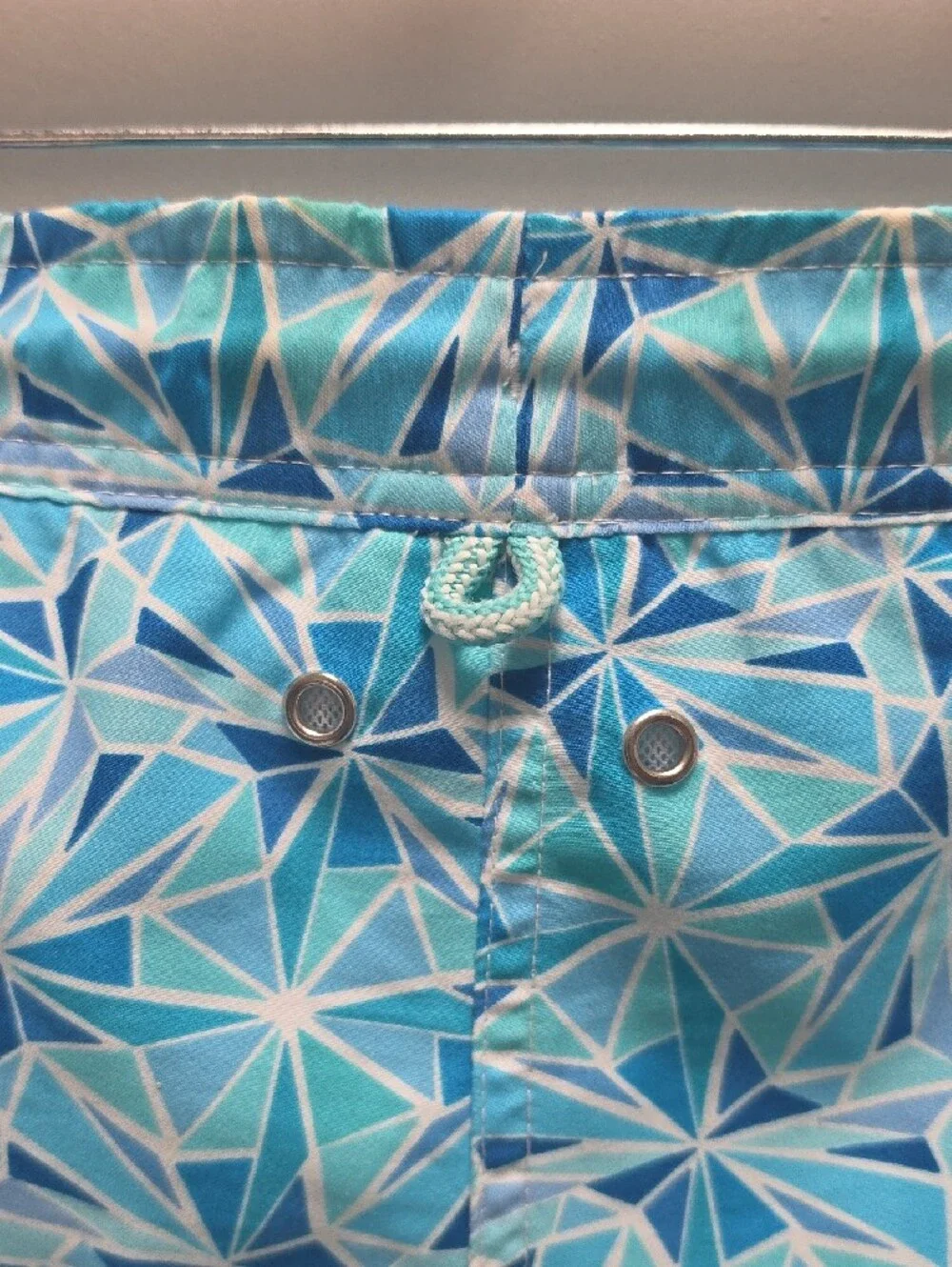 Peter Millar Light Blue Geometric Swim Trunks